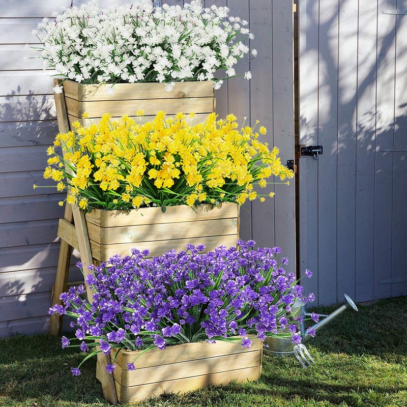 ArtBloom 20 Bundles Outdoor Artificial Fake Flowers UV Resistant Shrubs Plants, Faux Plastic Greenery for Indoor Outside Hanging Plants Garden Porch Window Box Home Wedding Farmhouse Decor (Purple) - Image 4